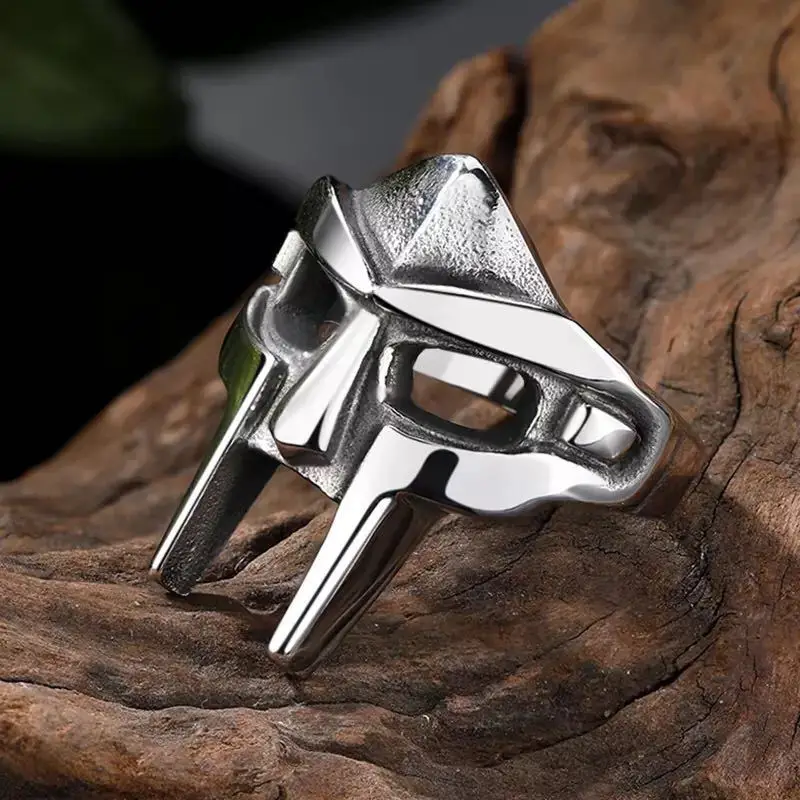 Retro MF DOOM Mask Rings For Men Gladiator Punk Style Egyptian Pharaoh Male Ring Hip Hop Party Goth Jewelry Accessories Gifts images - 6