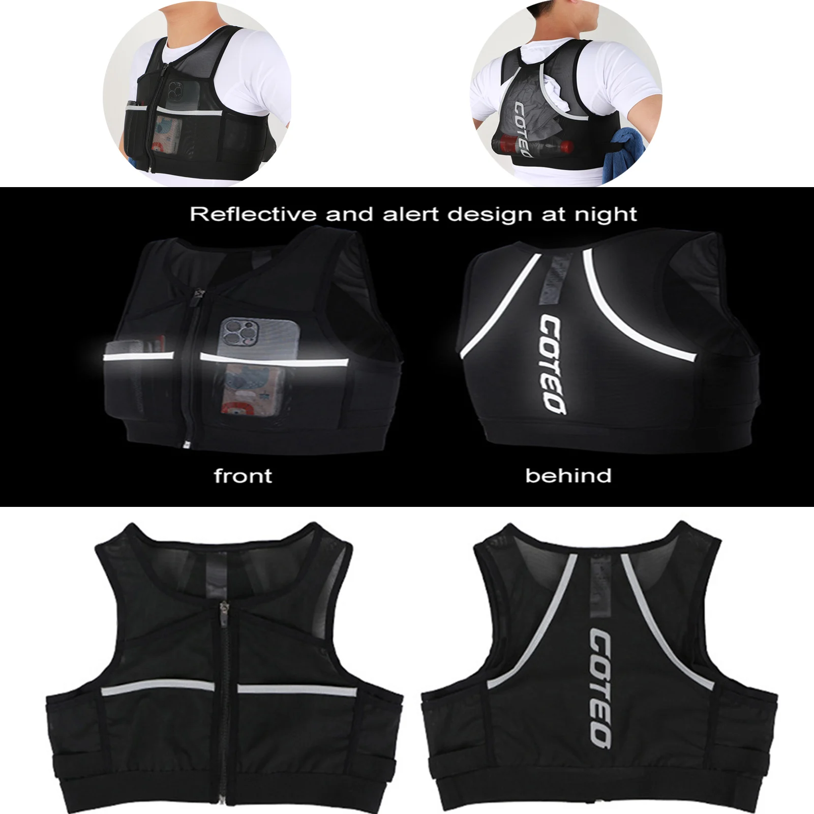 

Reflective Night Running Vest Backpack Running Chest Pouch Breathable Mesh Vest Bag Running Vest for Men Women Fitness Bags 2023