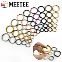 20pcs meetee 10 50mm metal spring o ring round openable round snap hook for bag strap keychain pendant diy sewing accessories