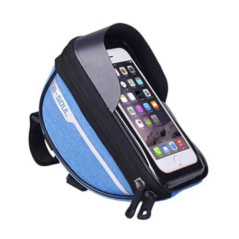 Bicycle Waterproof Mobile Phone Bag Head Tube Handlebar Cell Mobile Phone Bag Case Holder Case Pannier For 6.5in Phone