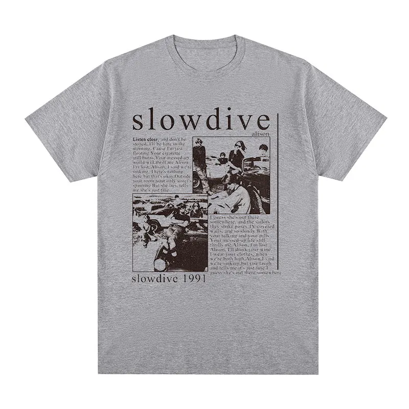 

Hip Hop T-shirts Slowdive Alison 1991 Vintage T-shirt Tour 90s Classic Cotton Men T Shirt New Tee Tshirt Womens Y2k Tops