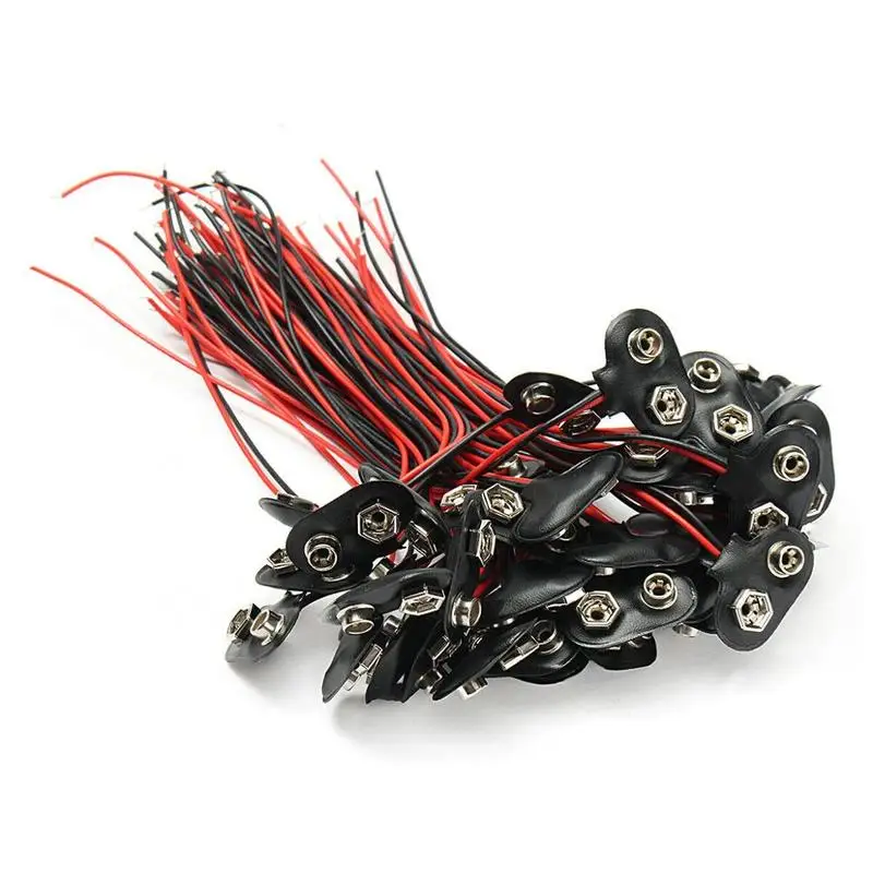 

1000pcs/lot 9V Battery Snap Connector Wire Cable Adapter Holder T Style 15cm Experimental Snap Power Cable Connectors Terminals