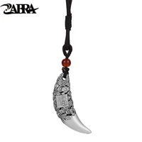 zabra retro 100 925 silver sterling pendant hollow out necklace wolf tooth silver jewelry for cool men rock punk jewelry