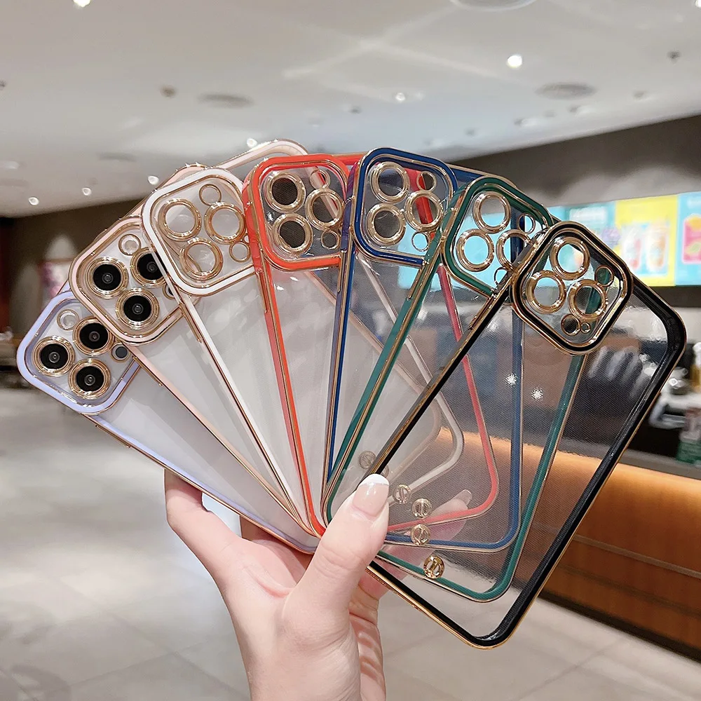 

Electroplated Case For Iphone12 Pro 11 13 Pro Max 7 8 Plus XR X Xs Max SE 2022 6 6s 13 Mini Funda Soft TPU Slicon Cover Coques