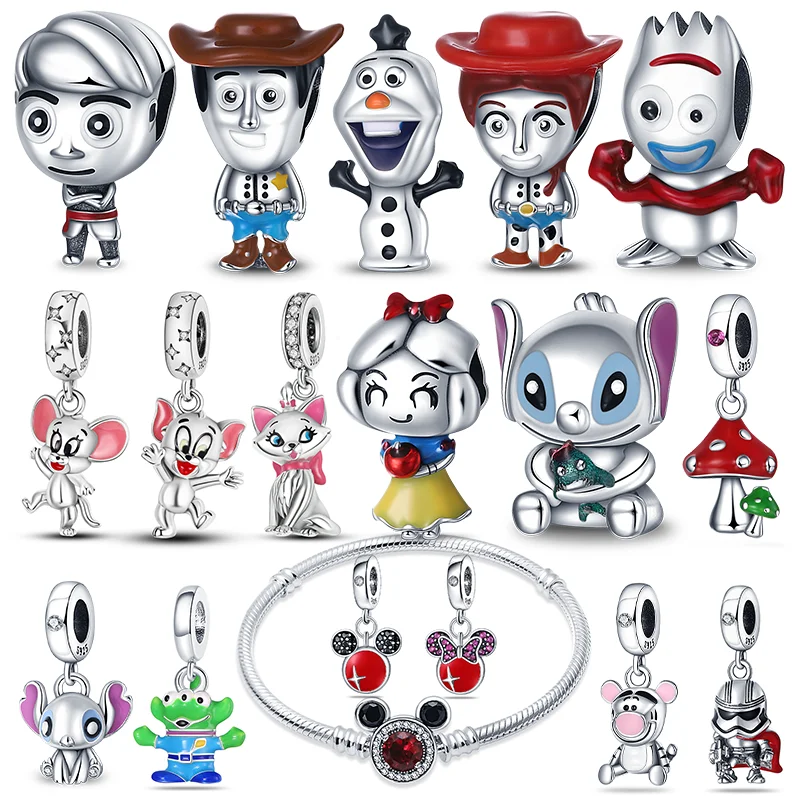 Disney Cowboy Charm Boy Girl 925 Sterling Silver Bead Suitable For Original 3mm Bracelet DIY Women Jewelry Support Wholesale