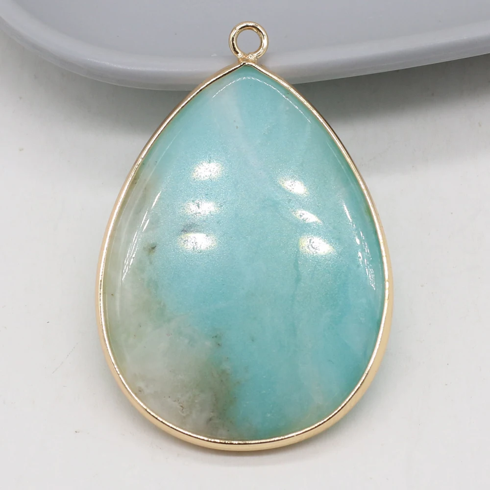 10PCS Wholesale New Natural Semi-precious Stone Amazonite Drop-shaped Pendant MakingDIY Necklace Bracelet Jewelry Accessory Gift