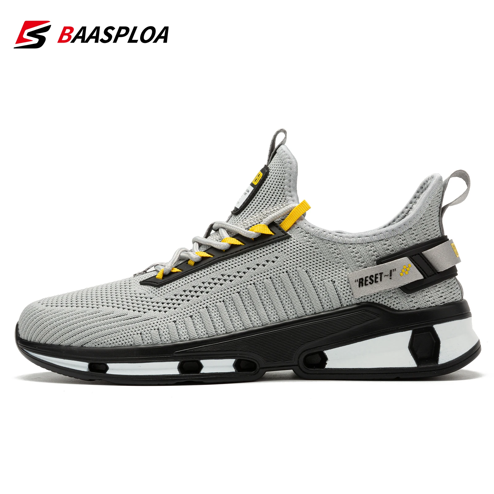 

Baasploa Men's New Casual Knit Sneakers Lightweight Fashion Running Shoes Anti-slip Shock-absorbing Male Walking Tenis Shoes