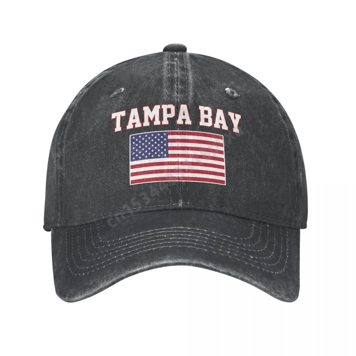 

Tampa Bay America Flag USA United States City Charcoal Washed Denim Baseball Cap Men Classic Vintage Cotton Dad Trucker Hat