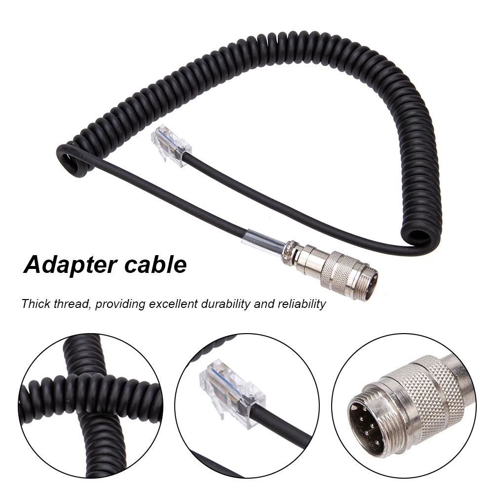 

8 Pin To RJ45 Modular Plug Spring Wire 8 Pin Aviation Connector Extended Thick Thread Coiled Replacement for Yaesu FT450D/FT897D