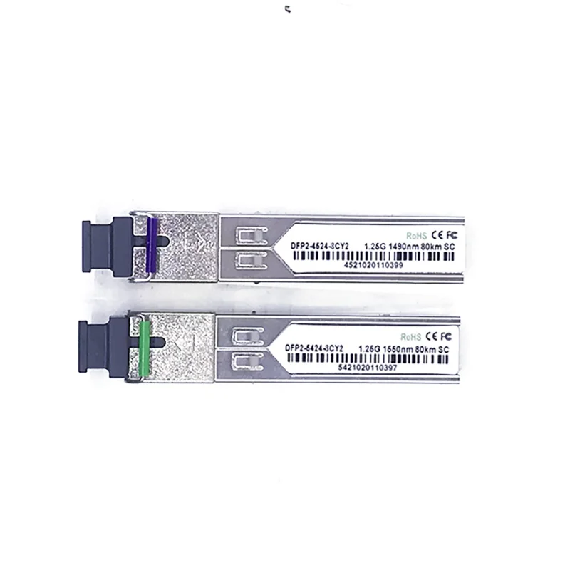 2PCS 1pair DFP2-5524-8CY1D Tx1550nm Rx1490nm DFB laser 1G single mode Bidi SFP 80km SC 1.25G SFP