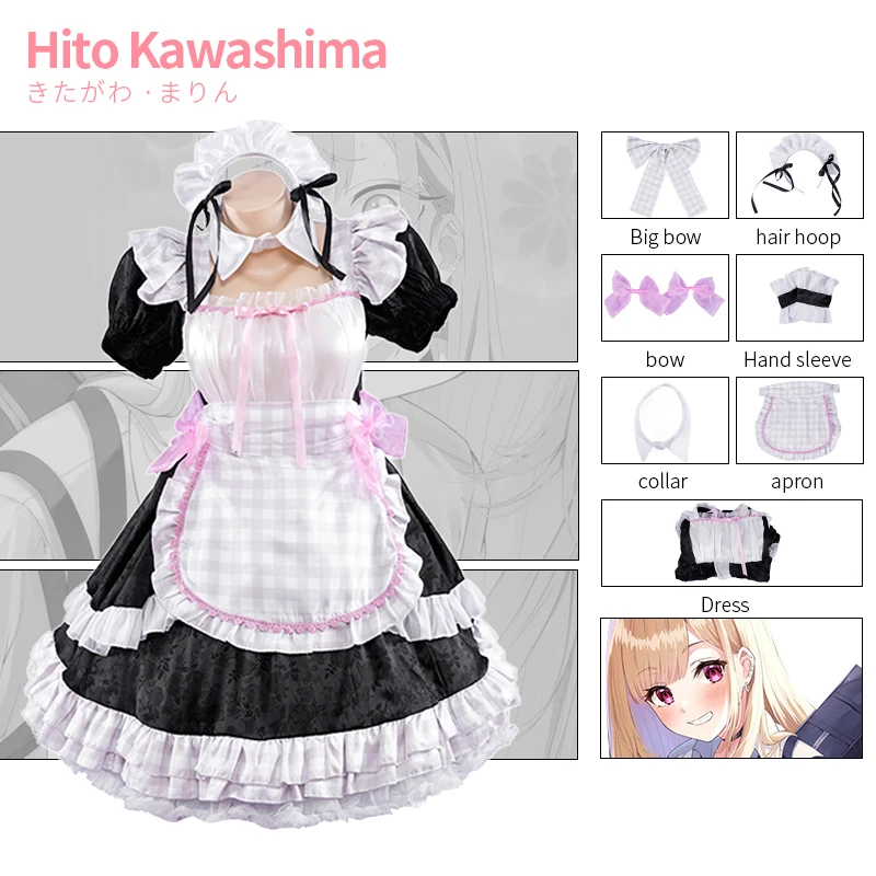 

Anime Kitagawa Marin Cosplay Anime My Dress-Up Darling Cosplay Maid Uniform Lolita Dress Halloween Cosplay Costumes For Woman