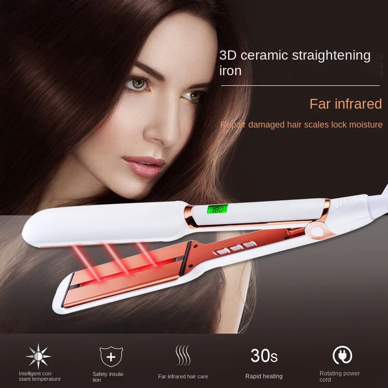 Infrared Liquid Crystal Temperature Control Wide Plate Hair Straightener Straighteners Styling Appliances Care Beauty Health