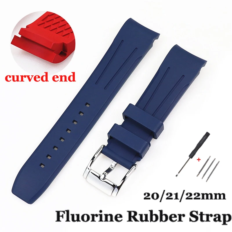 

Ремешок фторэластомер для Omega Citizen Tissot Rolex, резиновый сменный мужской браслет для часов, 18 20 21 22 24 мм