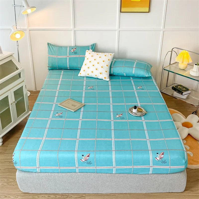 Комплект постельного белья с геометрическим рисунком в клетку тропический