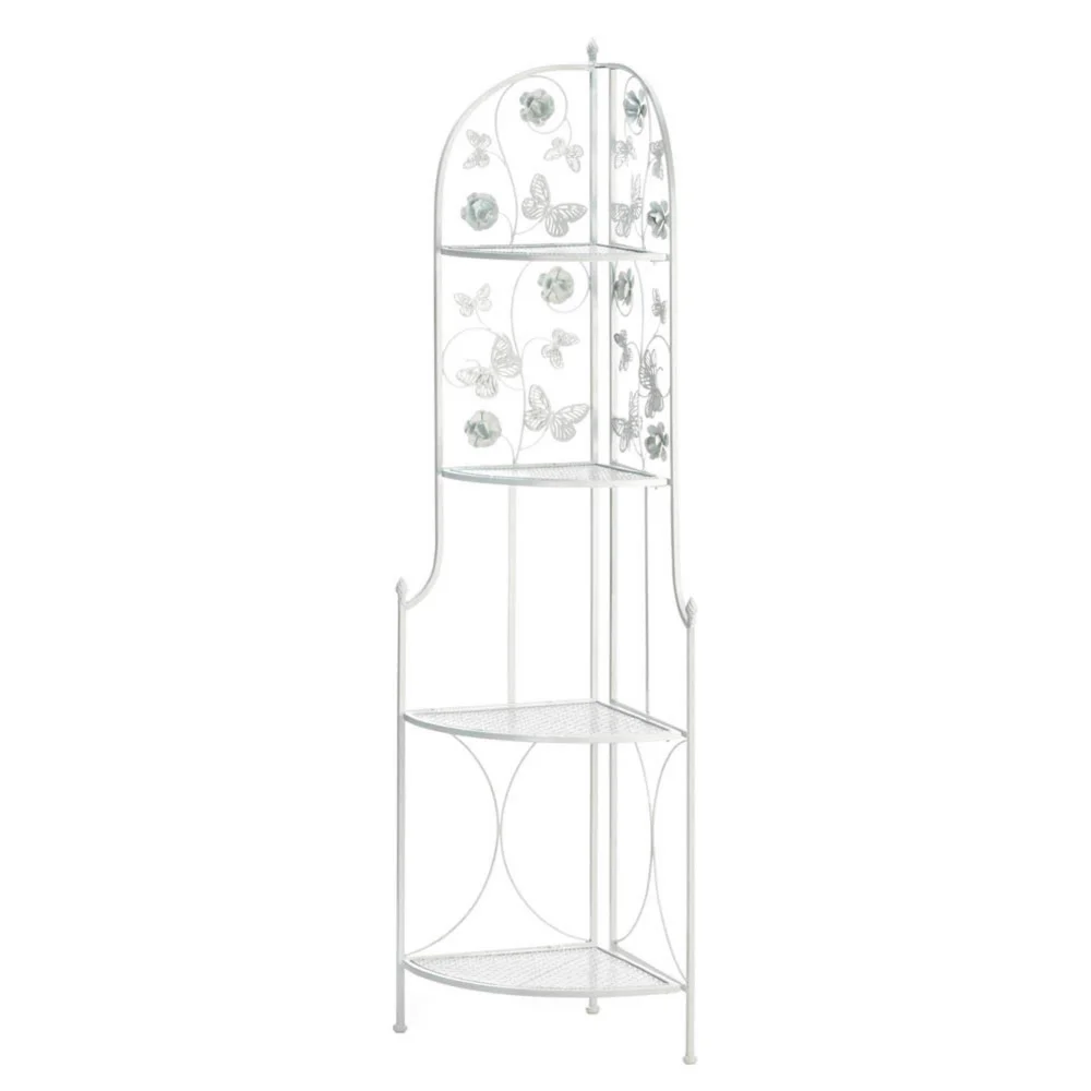 

BOUSSAC 58" White Contemporary Butterfly 4-Tier Corner Rack, Plant Stand,balcony Decorations, Indoor Plant Stand, Balcon