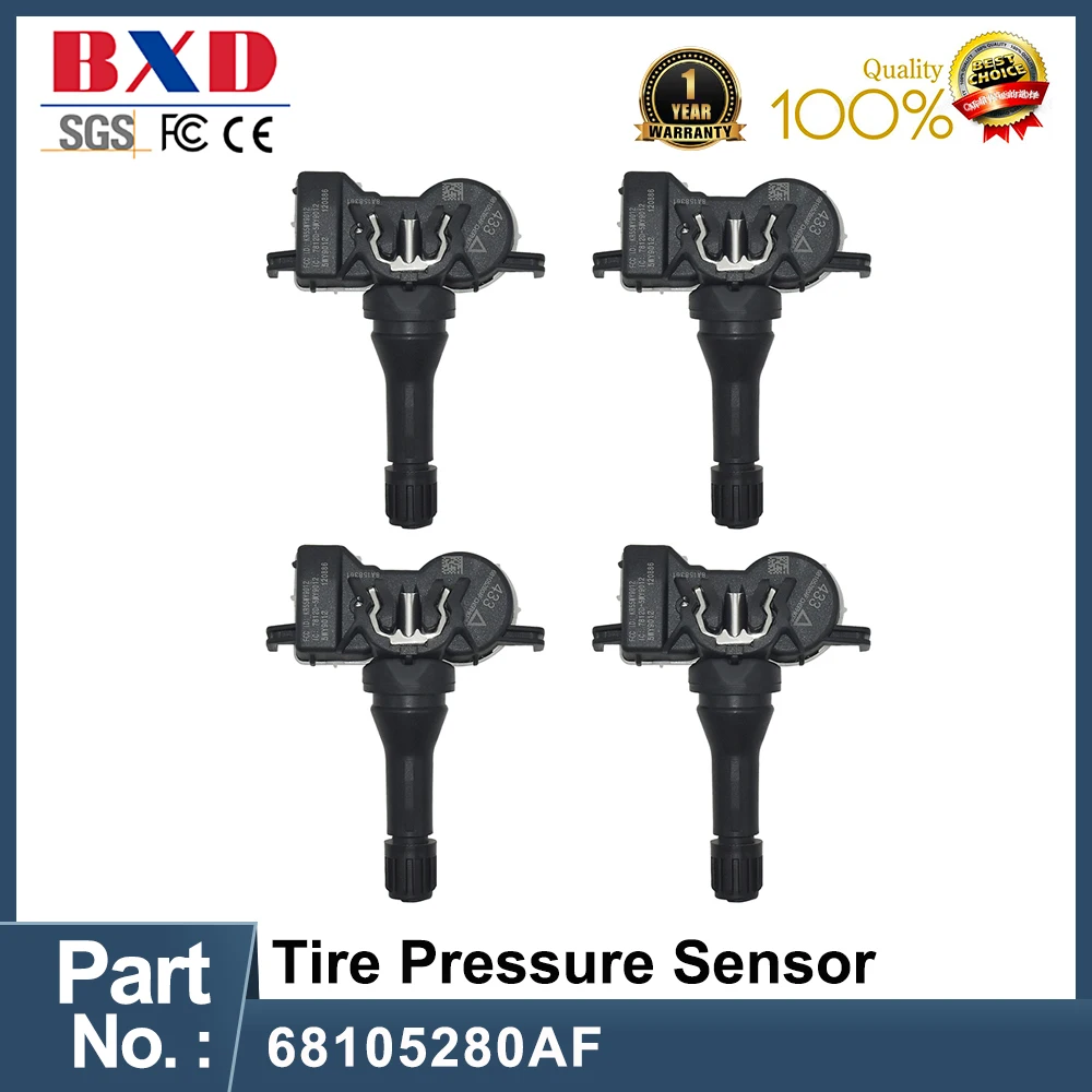 

1/4PCS 68105280AF Tire Pressure Sensor for Chrysler 200, Jeep Renegade Lancia Voyager Flavia, Alfa Romeo 169 Castello Giulia GTV