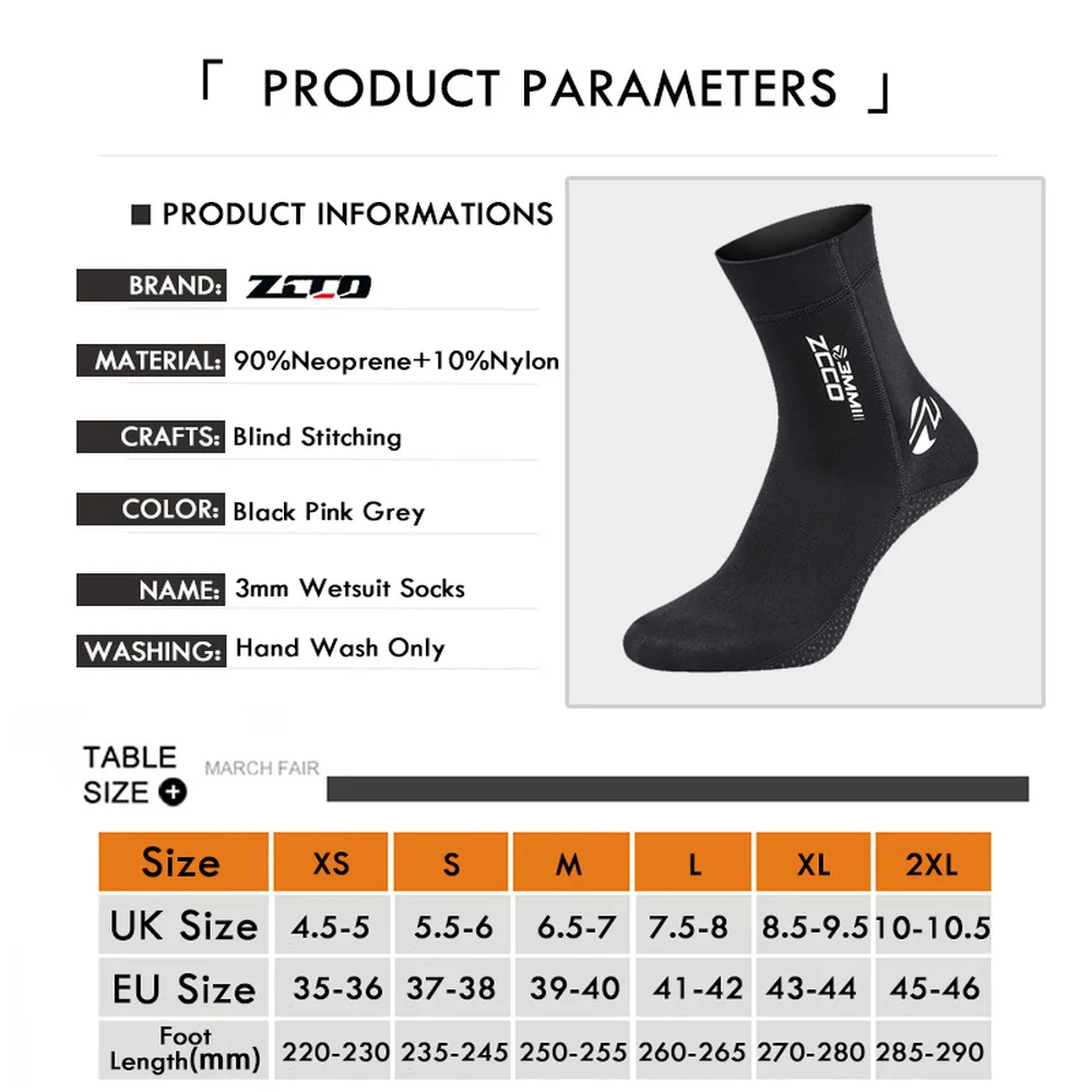 High Quality 3MM Neoprene Diving Socks Non-slip Adult Warm Patchwork Wetsuit Shoes Diving Surfing Boots for Men Womens Swimming