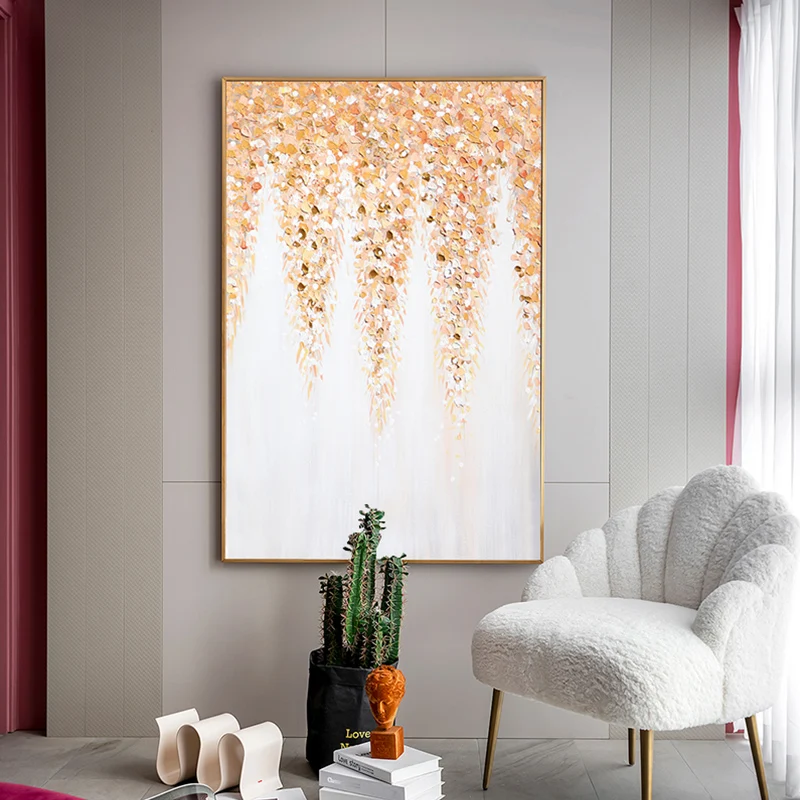 

Light Luxury Hand-painted Oil Painting Porch Decoration Painting Restaurant Hanging Painting Gold Foil Abstract Painting