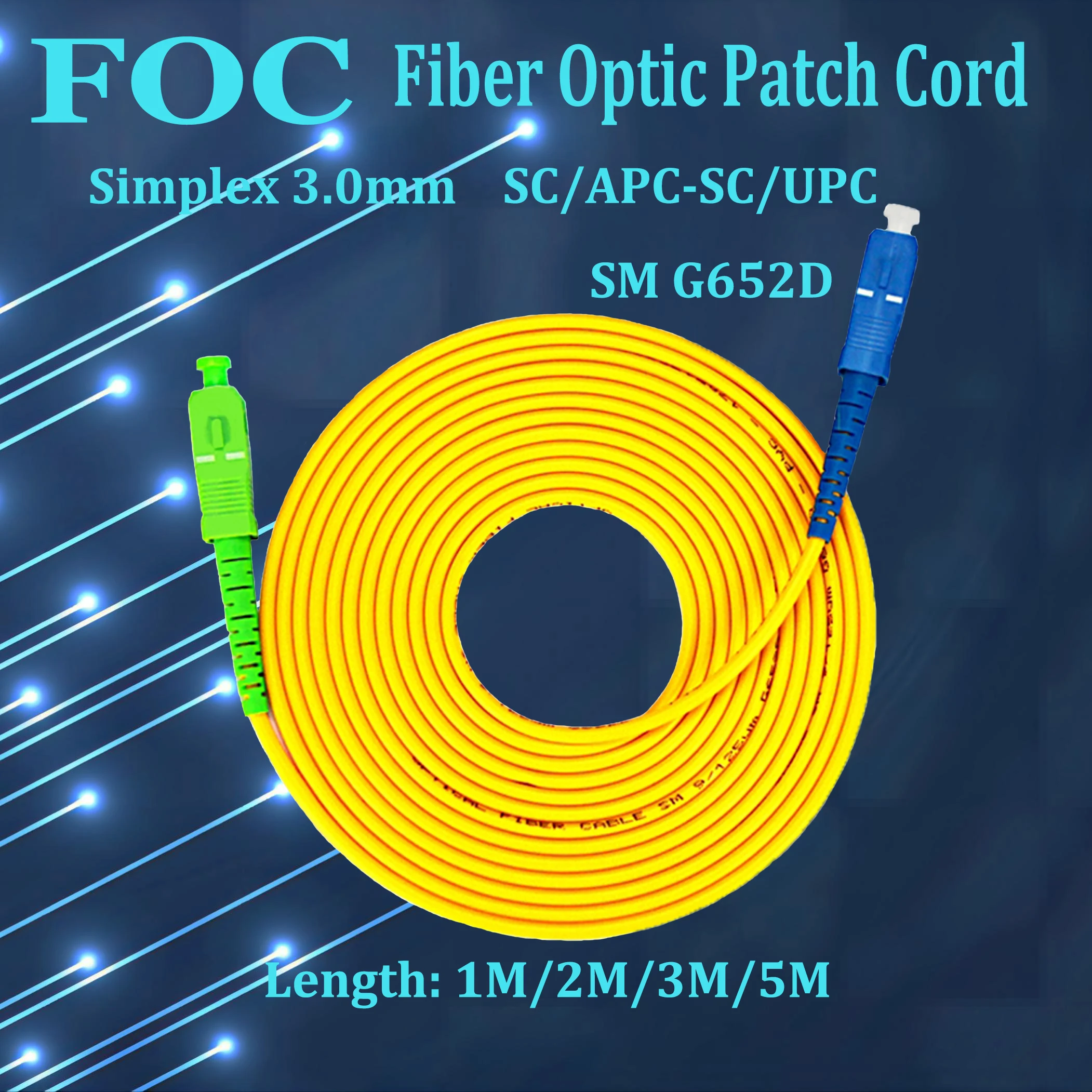 10Pcs Fiber Optic Patch Cord SM Singlemode Simplex 9/125 SC Apc Upc Optical Cord, 1M/2M/3M/5M