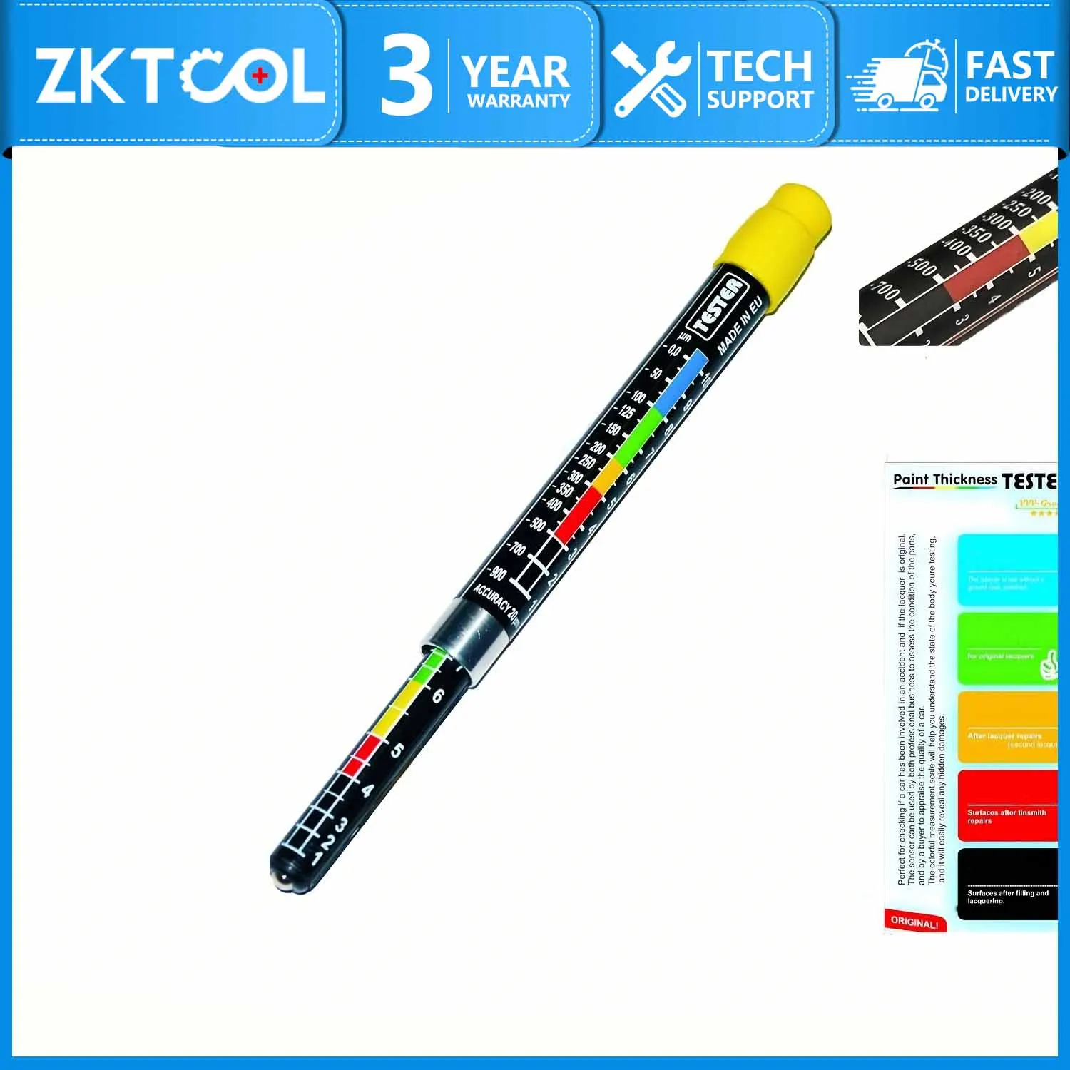 

Тестер толщины краски, портативный тестер краски с магнитным наконечником и измерительной шкалой, детектор повреждений тела