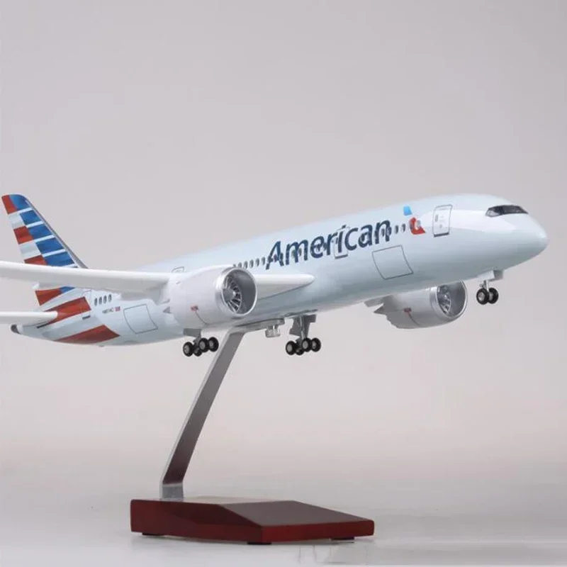 Фото Масштаб 1/130 47 см Самолет Boeing B787 Dreamliner Самолет Американский авиакомпания Модель W Свет и колесо Литой под давлением Пластиковый полимерный самолет №4