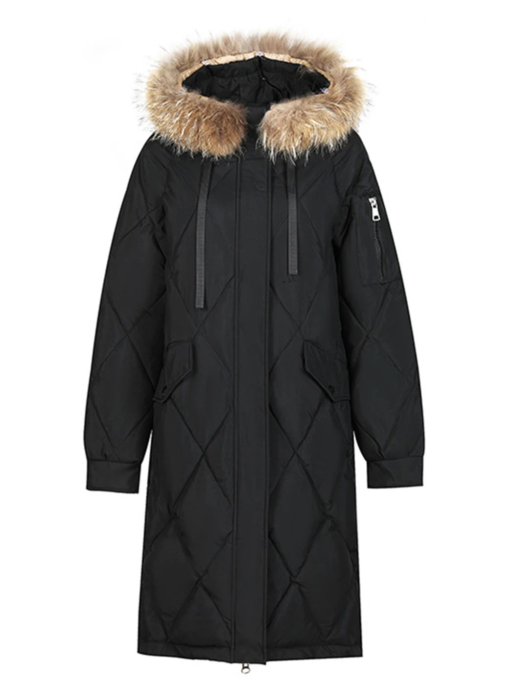 

Winter Women Puffer Jacket Parkas 2022 New Soft Fur Collar Hooded Coats Lattice Pattern Thickened Mid-length Warm Padded Jacke