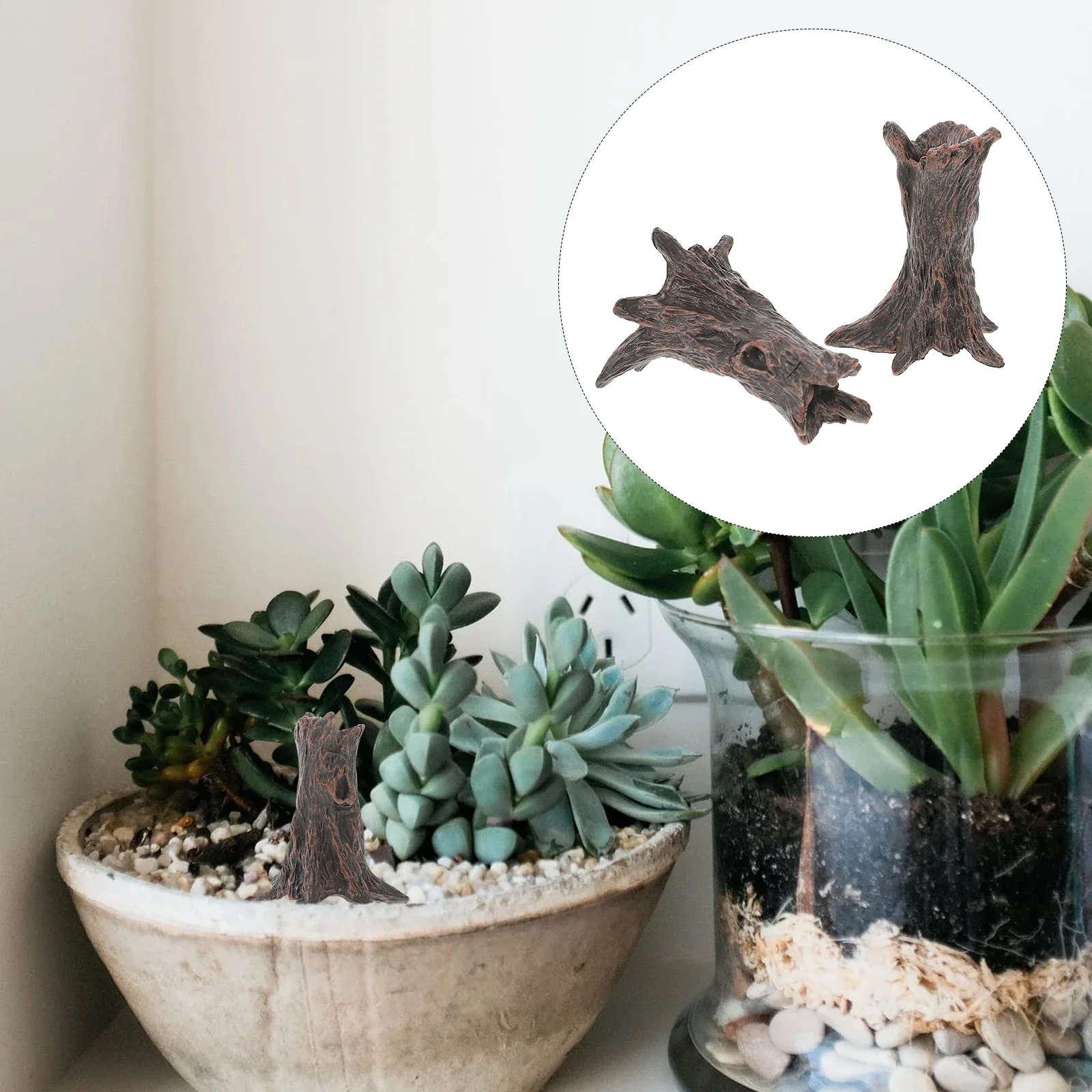 

Stump Tree Micro Terrariumdecor Landscape Mini Model Bonsaigarden Figure Diydecoration Figurine Small Fake Driftwood Log