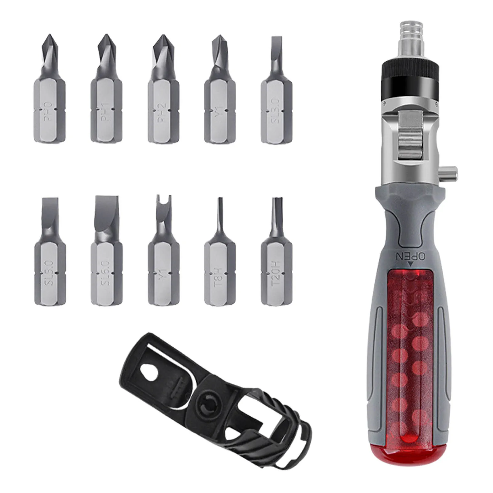 

10-in-1 Screwdriver Ratcheting Screwdriver Set With 180 Degrees Rotatable Angles Pocket Manual Screwdriver Tool Set For