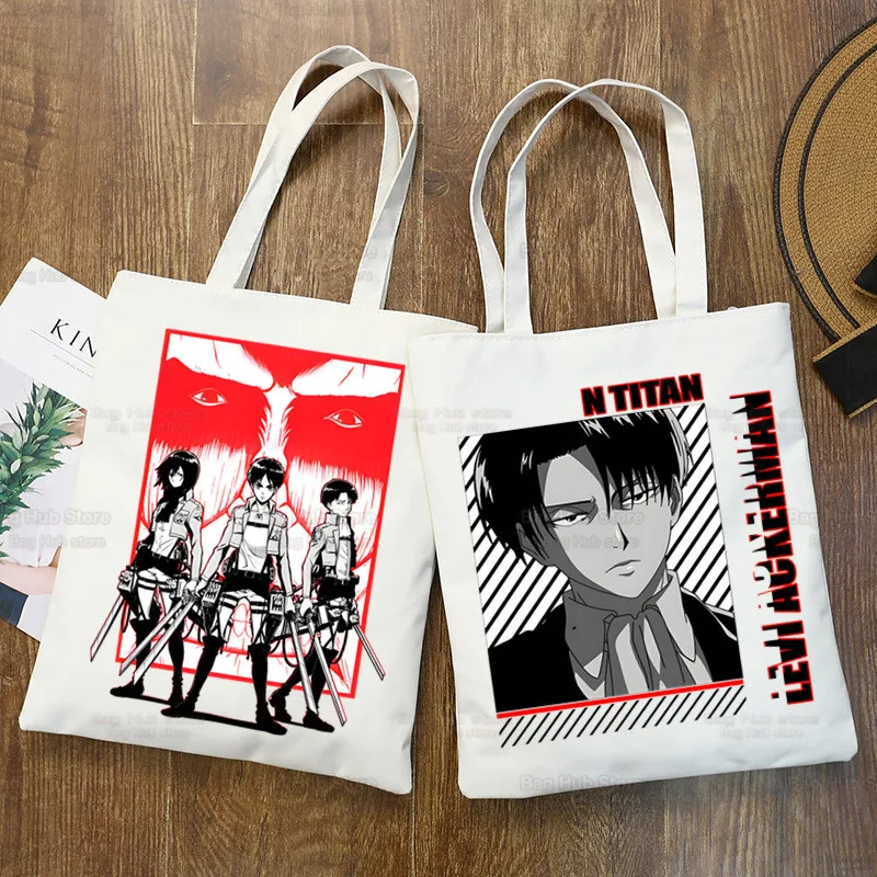 

Shingeki No Kyojin Shopping Bag Attack on Titan Shopper Eco Canvas Shopper Liberty Eren Levi Bolsas De Tela Bag Shoping Sacolas