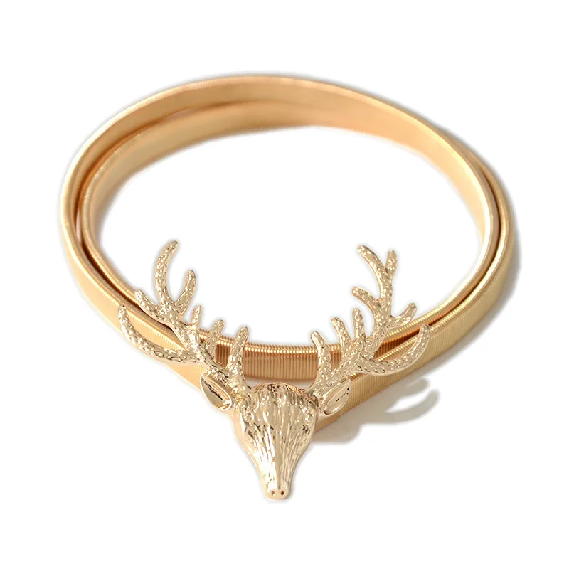 

New Gold Stretch Thin Belt Women Fashion Metal Silver Belts Female Jeans Dress Waistband 2022 Luxury Design