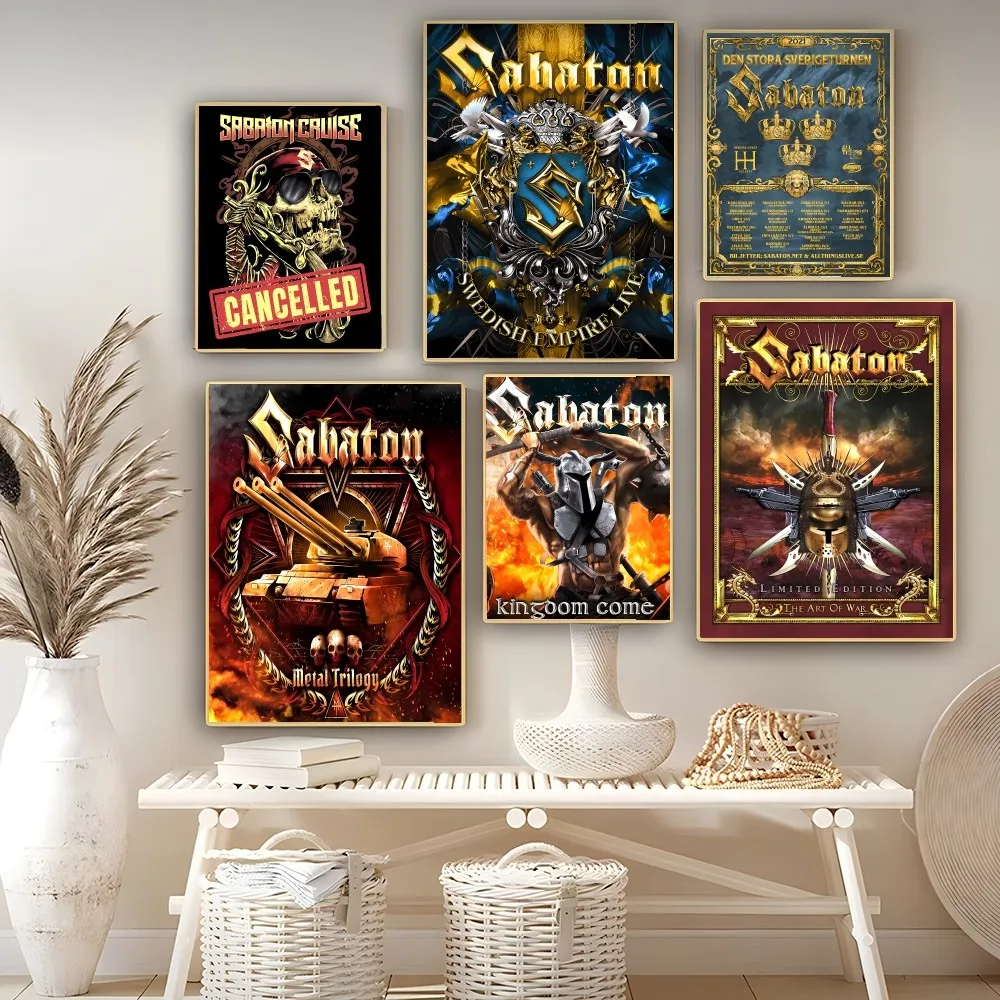Sabaton Music Group Sticky HD Качество Ретро Плакат Настенное Искусство Kawaii Аниме Декор Для