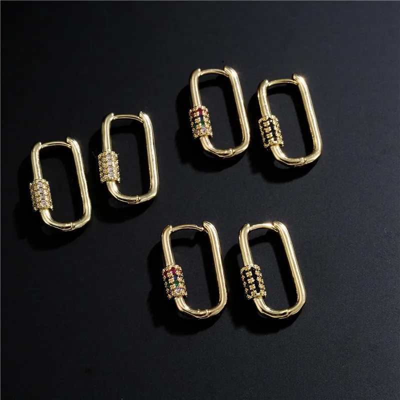 

New earrings: Copper geometry earrings, zirconium earrings with inlaid color