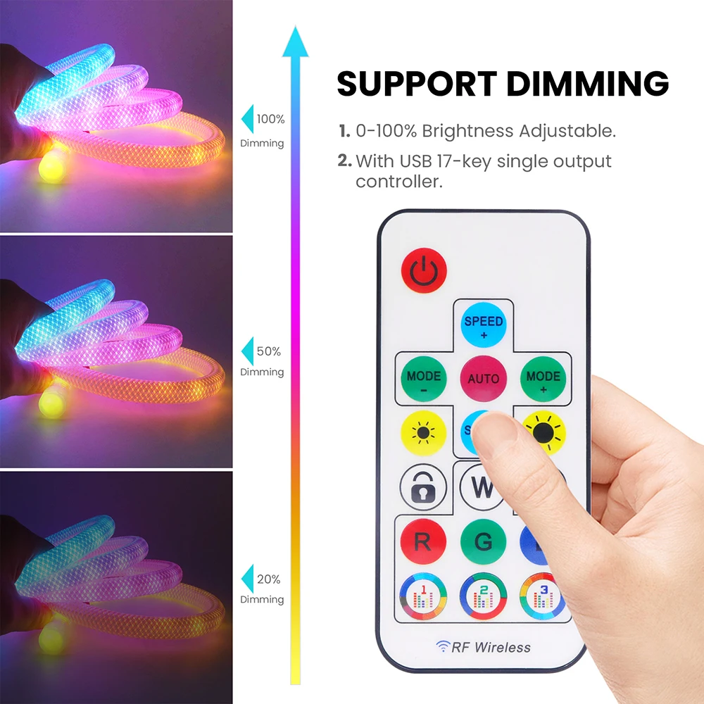 Фото Светодиодная лента 360 Glow Round RGB WS2812B Neon LED с Wi-Fi и Bluetooth управлением, 5В USB, вилки UK/US/EU/AU, комплект 1м 2м 3м 4м 5м №3