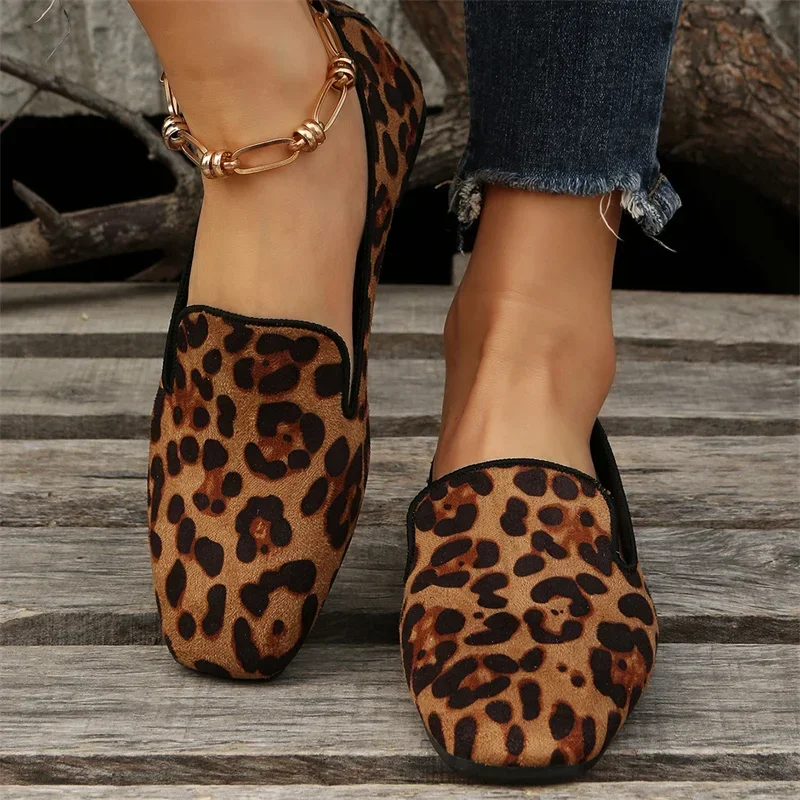 Spring Autumn New Sexy Elegant Casual Leopard Print Women's Shoes Wear-resistant Fashionable Comfortable Lightweight Flat