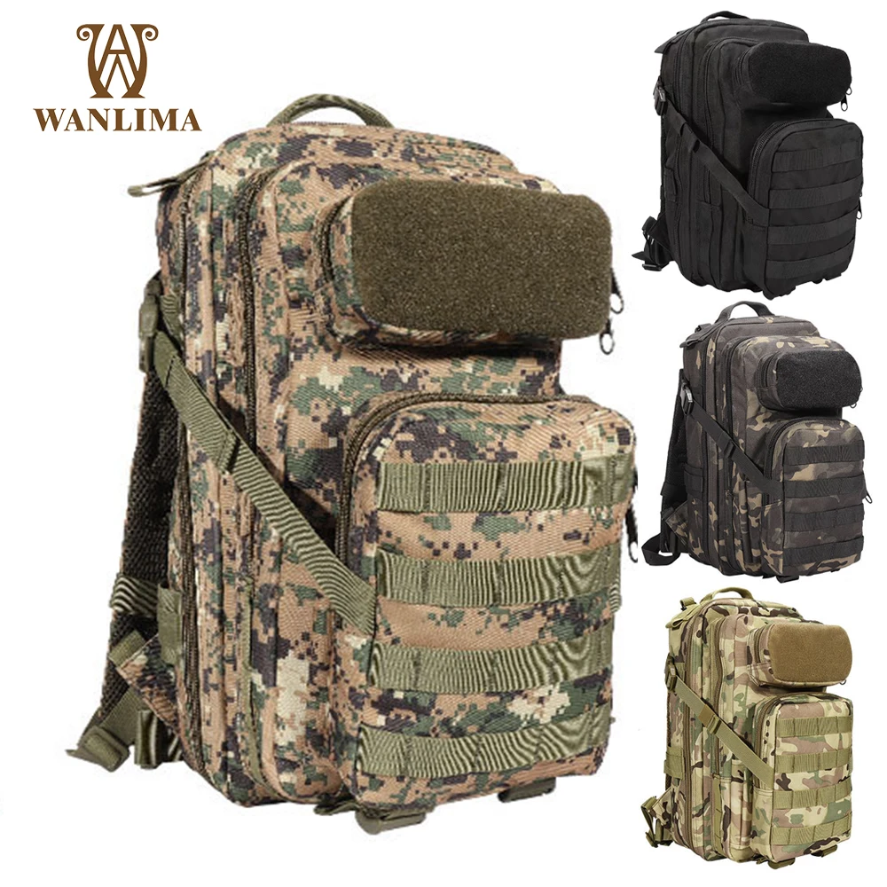 

Wanlima Multifuntional 3P Tactical Backpack with Molle Waterproof 600D Military Shoulder Bag Mens Outdoor Camping Hiking Daypack