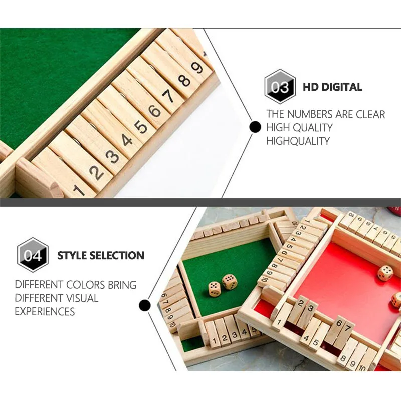 Настольная игра Shut The Box Dice деревянные лопатки и игральные кости для 4-го игроков