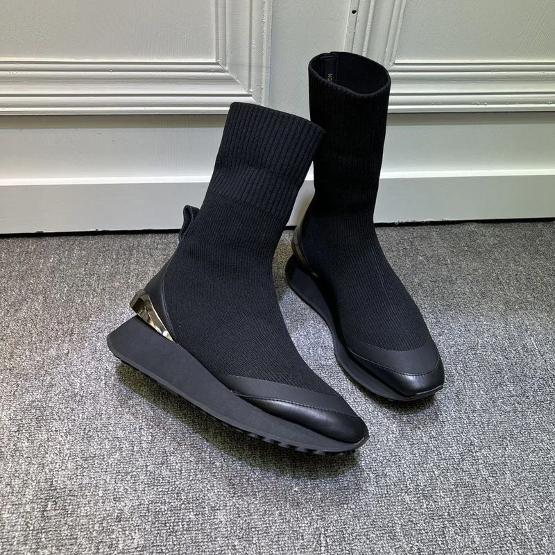 Spring 2023 New Women's Single Patchwork Sports Style Knitted Stretch Socks Ankle Muffin Platform Boots