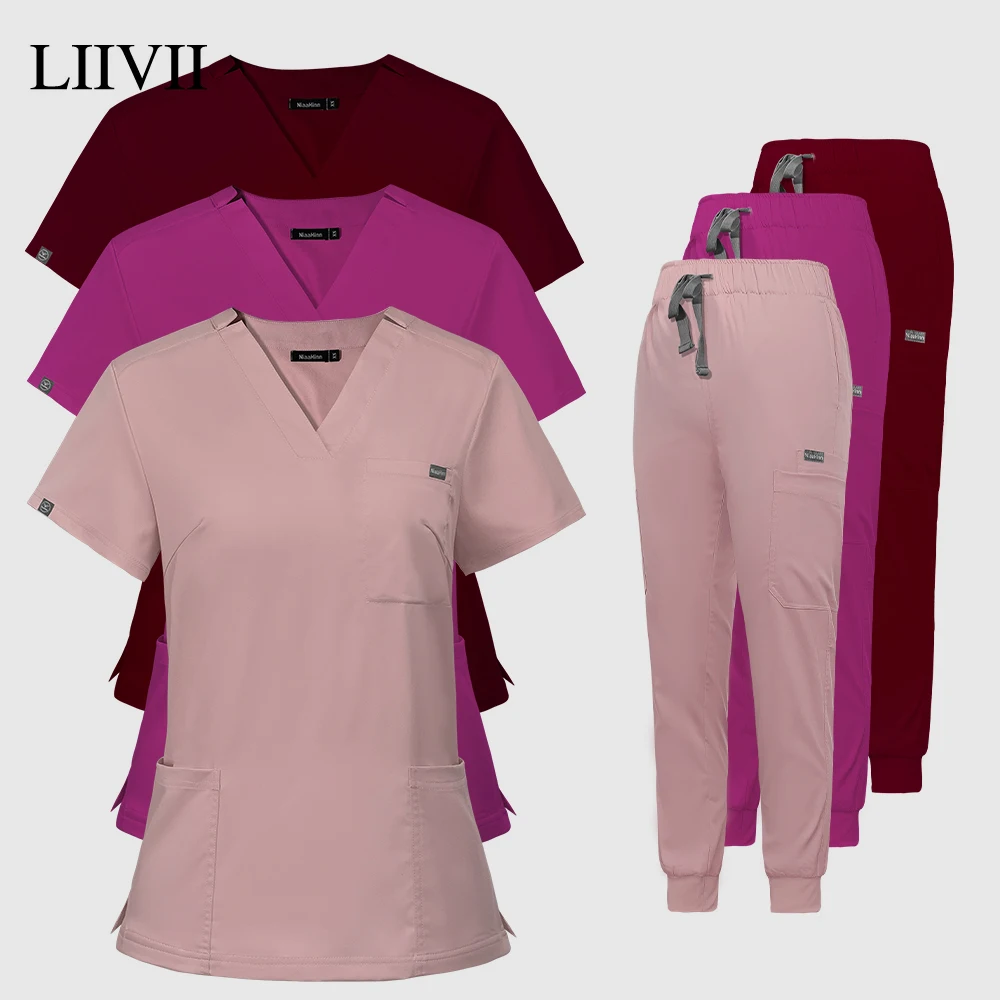 High Quality Scrub Suits Wholesale Operating Room Medical Uniform Set Short Sleeve Nurse Set Accessories Tops Pants Scrubs Suit