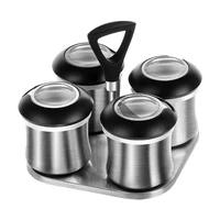 4 pieces magnetic spice jars set stainless steel salt pepper spray shakers storage seasoning box condiment container