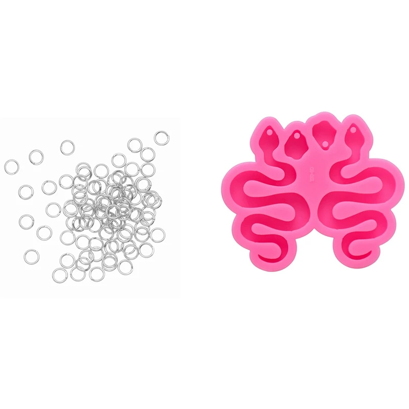 

500-Pcs Open Jump Rings For Jewelry Making, 4Mm With Snake Shape Earring And Hole Earring Jewelry DIY Epoxy Mold