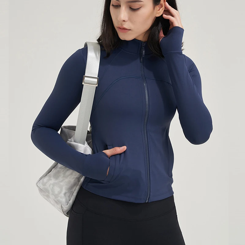 Yoga Long Sleeve Women's Fitness Running Sports Jacket Zip Tight Outdoor Workout Tops Nude Feel Windproof Gym Jacket