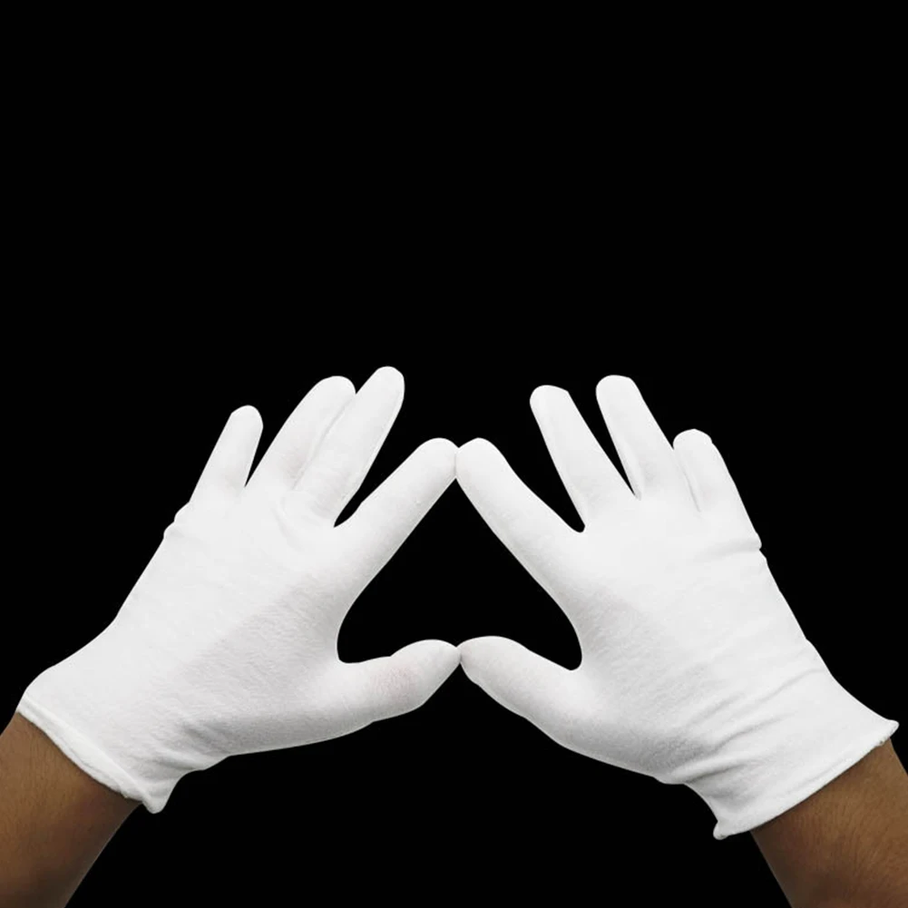 

12 Pair Full Finger Breathable Polyester Gloves Hand Protector Men Women Safety Gloves White Warm Multifunction For Construction