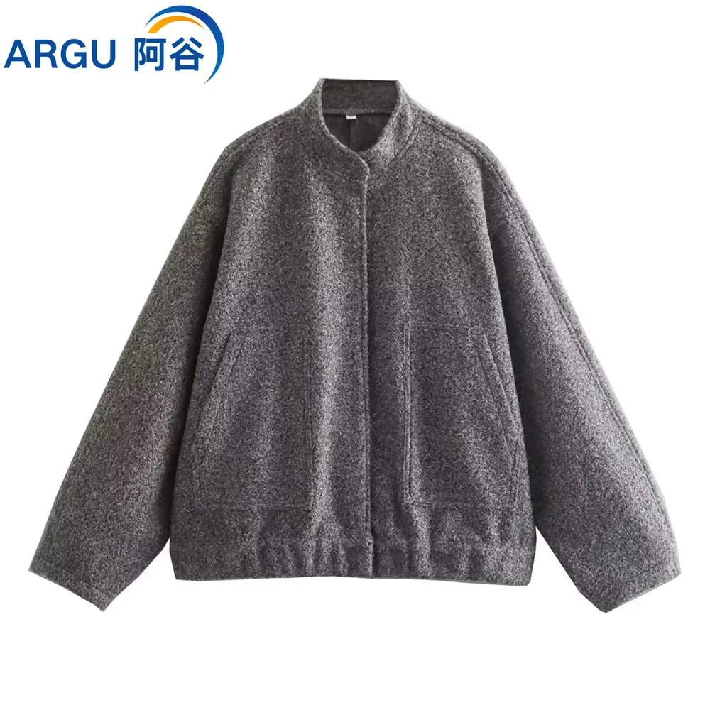 

New in Outerwears Jacket Women 2023 Autumn Winter Chic Coats Woman Stand Jackets Single Breasted With Pockets coats for women