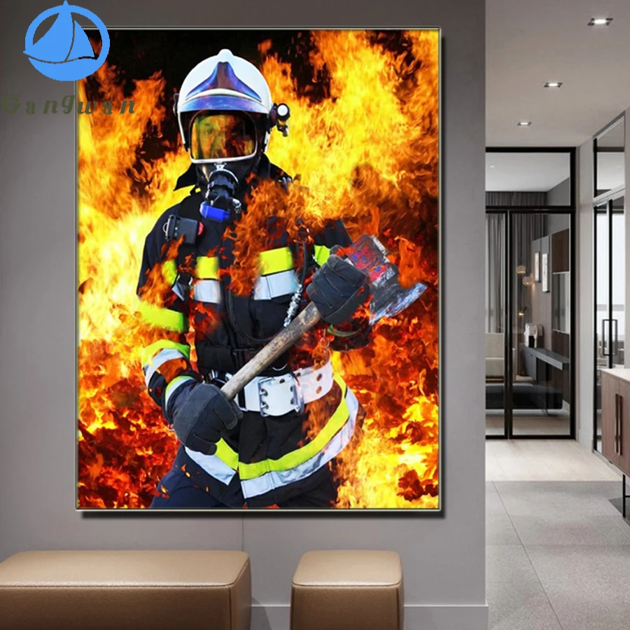 

Fireman pattern 5D DIY Diamond Painting Fire Firefighter diamond Embroidery Cross Stitch Kit Hero Full Square Drill Mosaic Decor