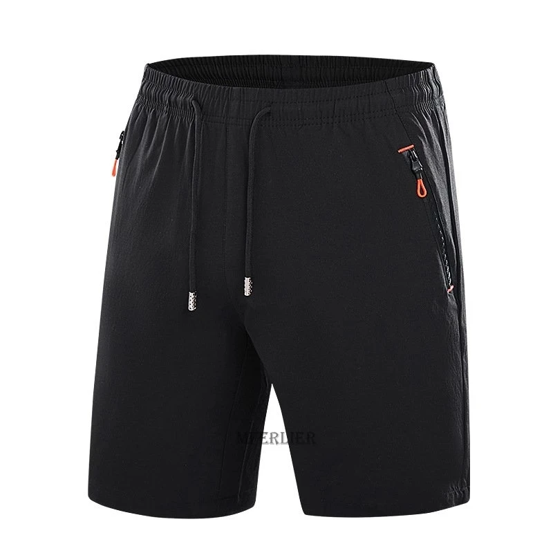 

summer men sports shorts thin Breathable quick dry pocket with zipper plus size 8XL loose elastic waist work out casual shorts