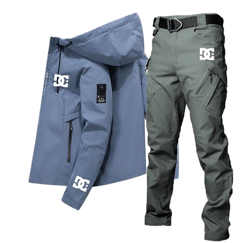 

DC 2023 Autumn Latest Fishing Brand Letter Print Cardigan Men's Casual Jacket Two Piece Fashion Track Field Suit