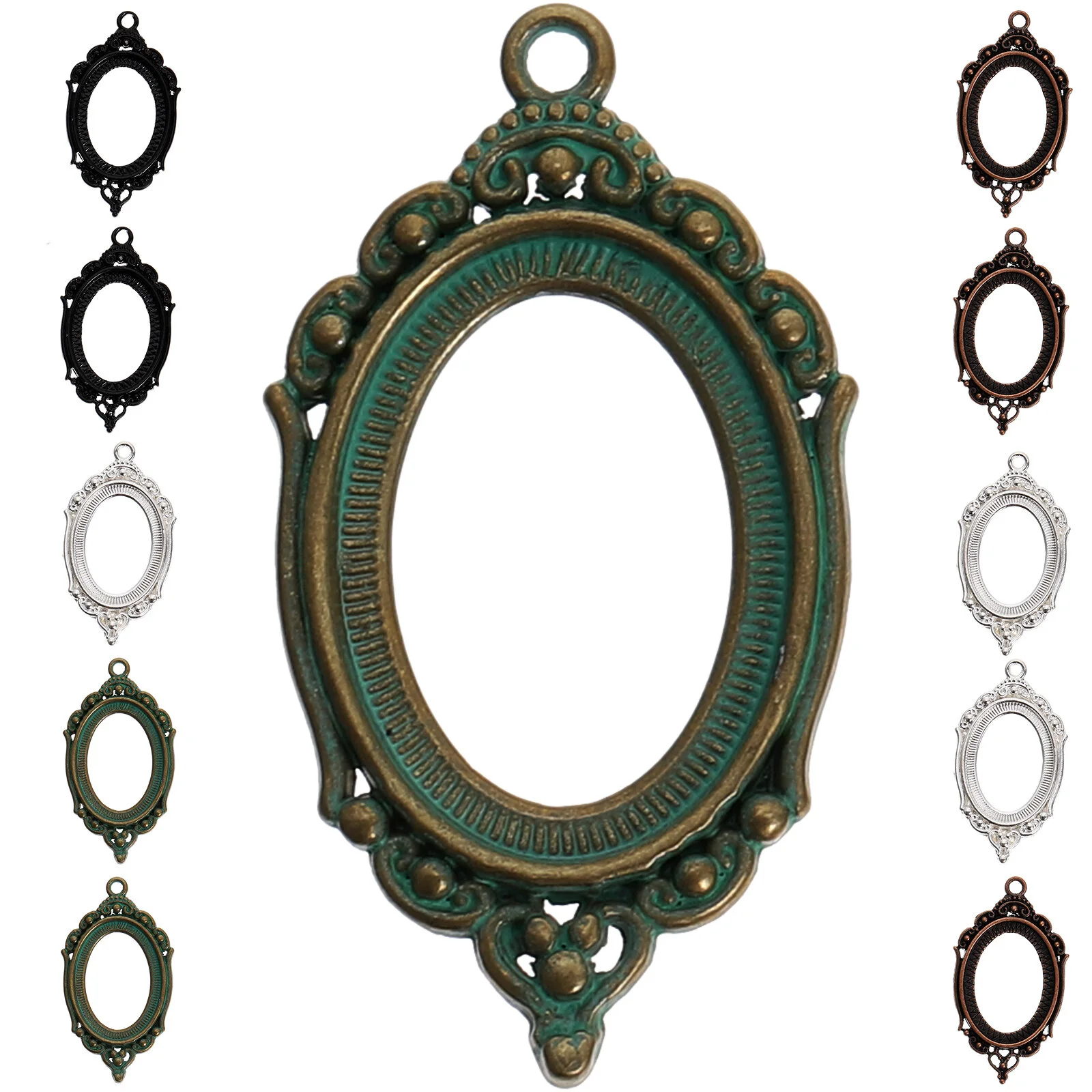 21 Pcs Time Bottom Holder DIY Crafts Making Material Resin Charms Jewelry Supplies Bezel Pendant Blank Alloy Ornament