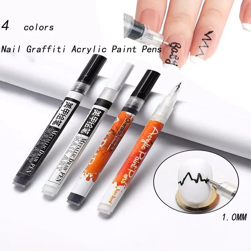 

16color Nail Graffiti Acrylic Paint Pens Silver/Gold/White/Black Sketch Graffiti Art 1.0mm Manicure Drawing Markers Pattern Pens