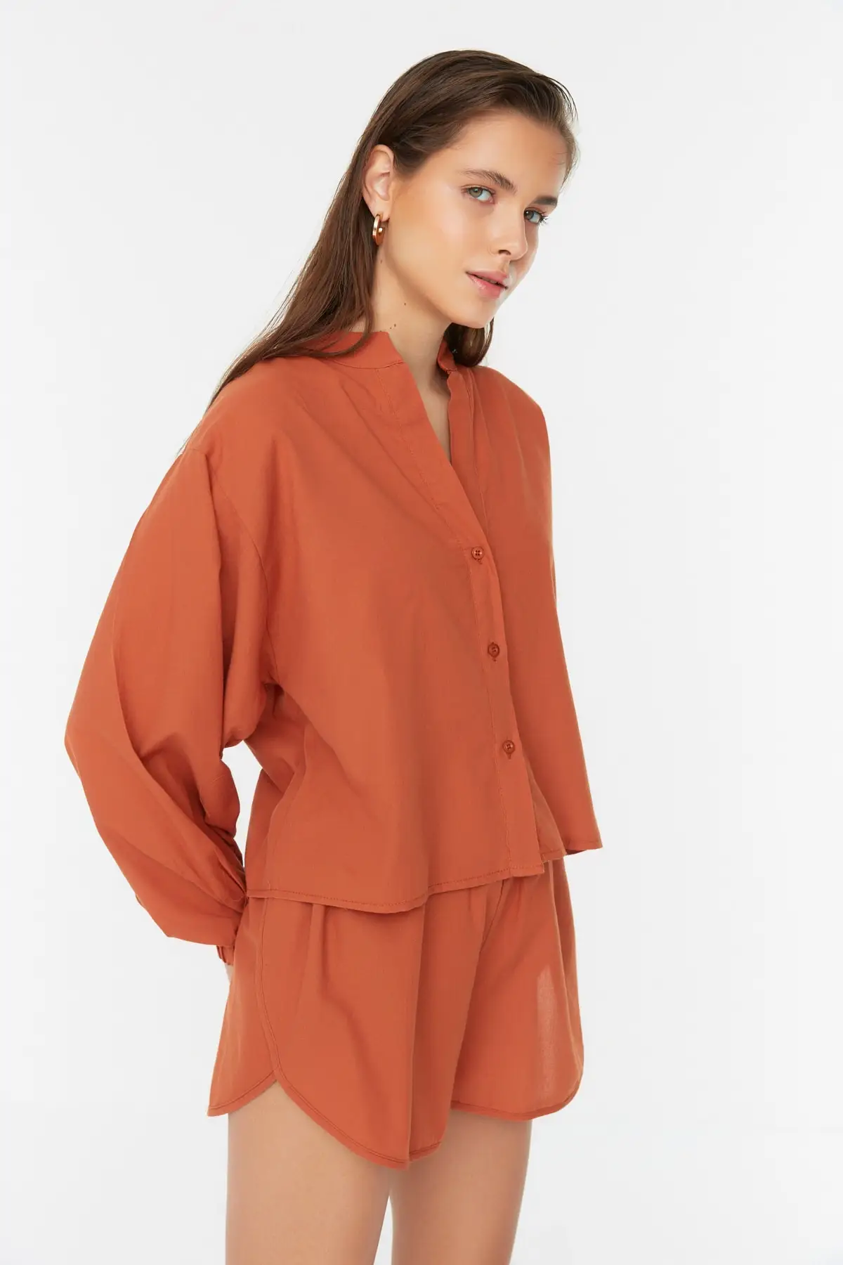 

Cotton shirt-shorts suit TBESS22AU0013