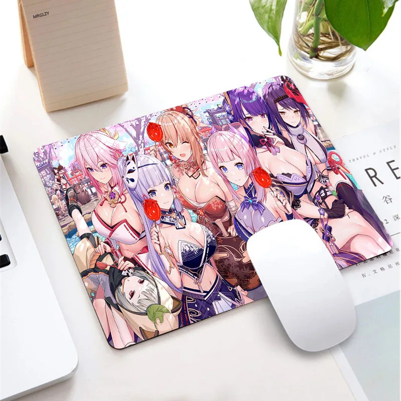 

Anime Busty Swimsuit Girl Small Rubber Mouse Pad Genshin Impact Gaming Accessories Kaeyboard Pad Desk Mat MousePad Gamer for LOL